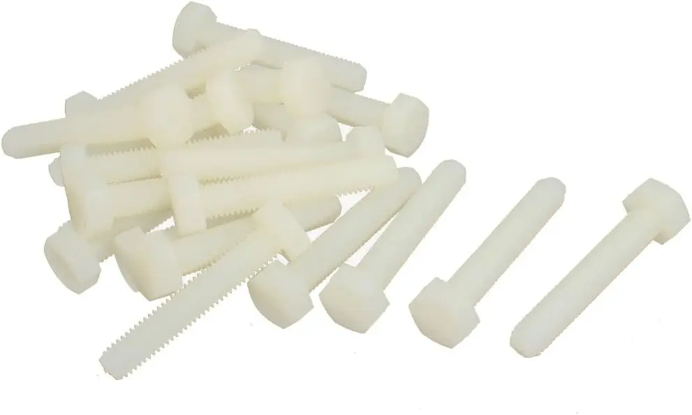 

M8 x 40mm Full Thread Nylon Metric Hex Head Cap Screw Bolt 20 Pcs