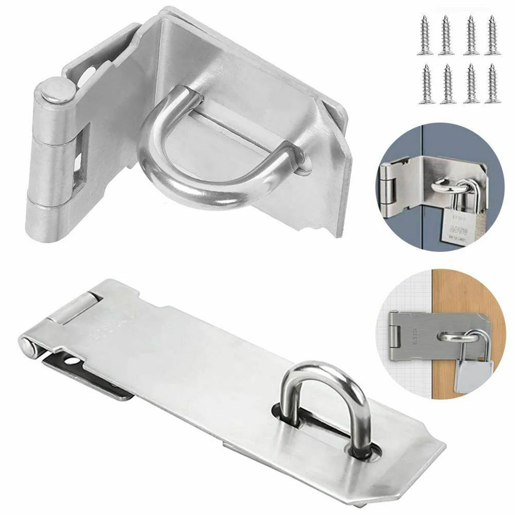 

1pc Burglar-Proof 304 Stainless Steel Door Clasp Lock Shed Latch Cabinet Box Drawer Padlock Hasp Gate Bolt Household Accessories