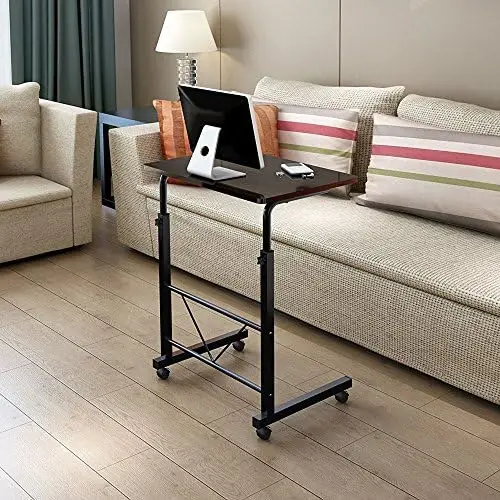 

Side Table with Wheels, Removable Small Desk, Height Adjustable Rolling Coffee Snack Table, Small Computer Desk for Living Room