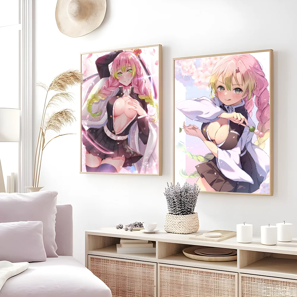 K-Kanroji M-Mitsuri Anime Sexy Poster Sticky Wall Art Printing Waterproof Home Living Bed Room Bar Aesthetic Decor