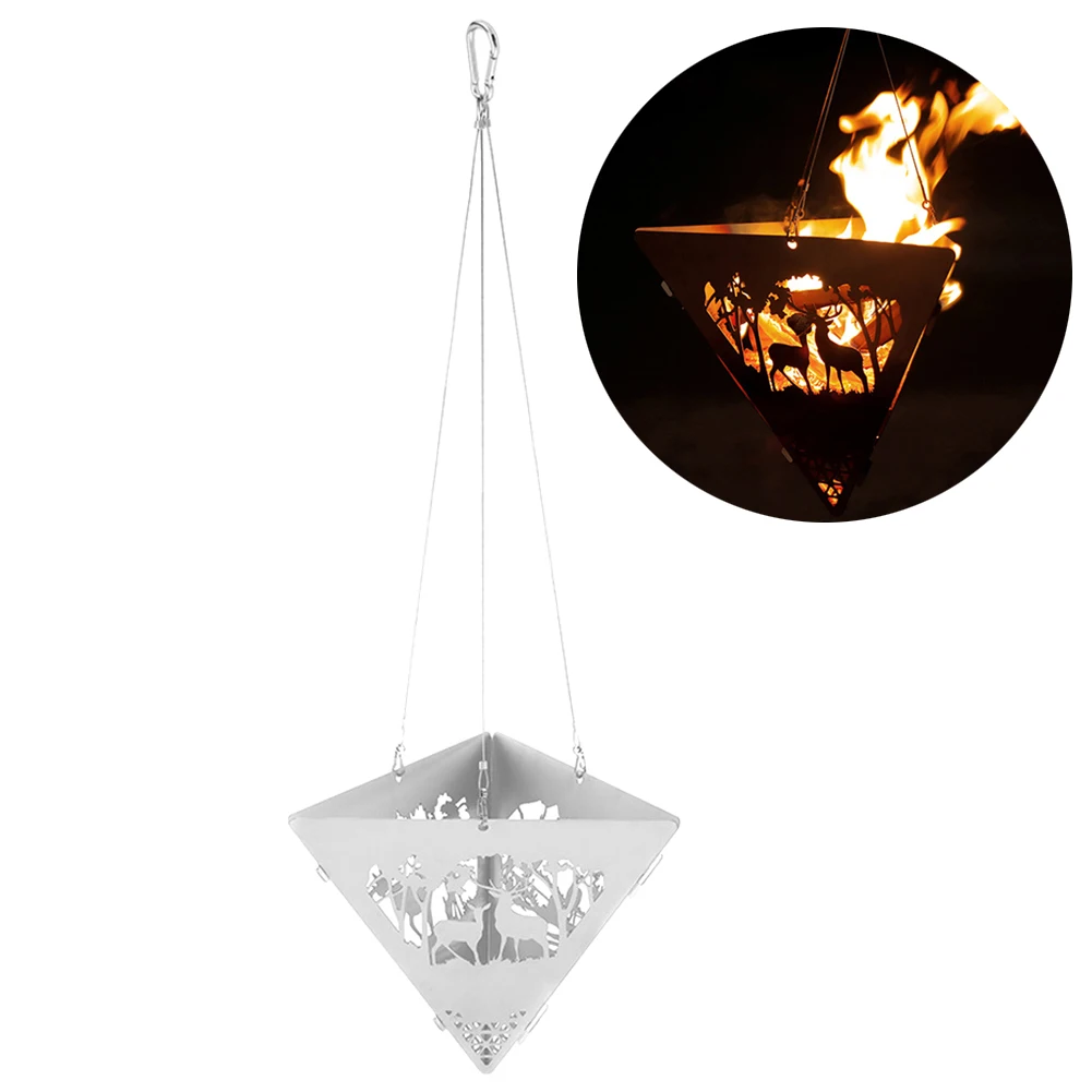 

1pc Triangle Hanging Stove With Storage Bag Furnace Bonfire Campfire Stove Removable Design Camping Hiking Wood Stove Stand