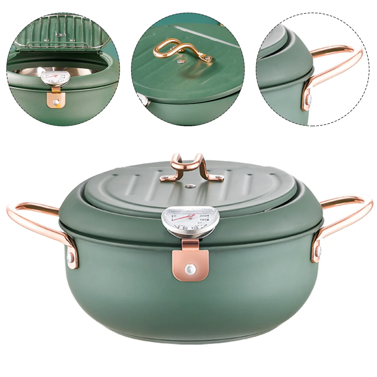 

Fryer Pot Frying Pan Deep Japanese Steelcontrollable Tempura Oil Drain Rack Stainless Temperature Cookware French Portable Fries
