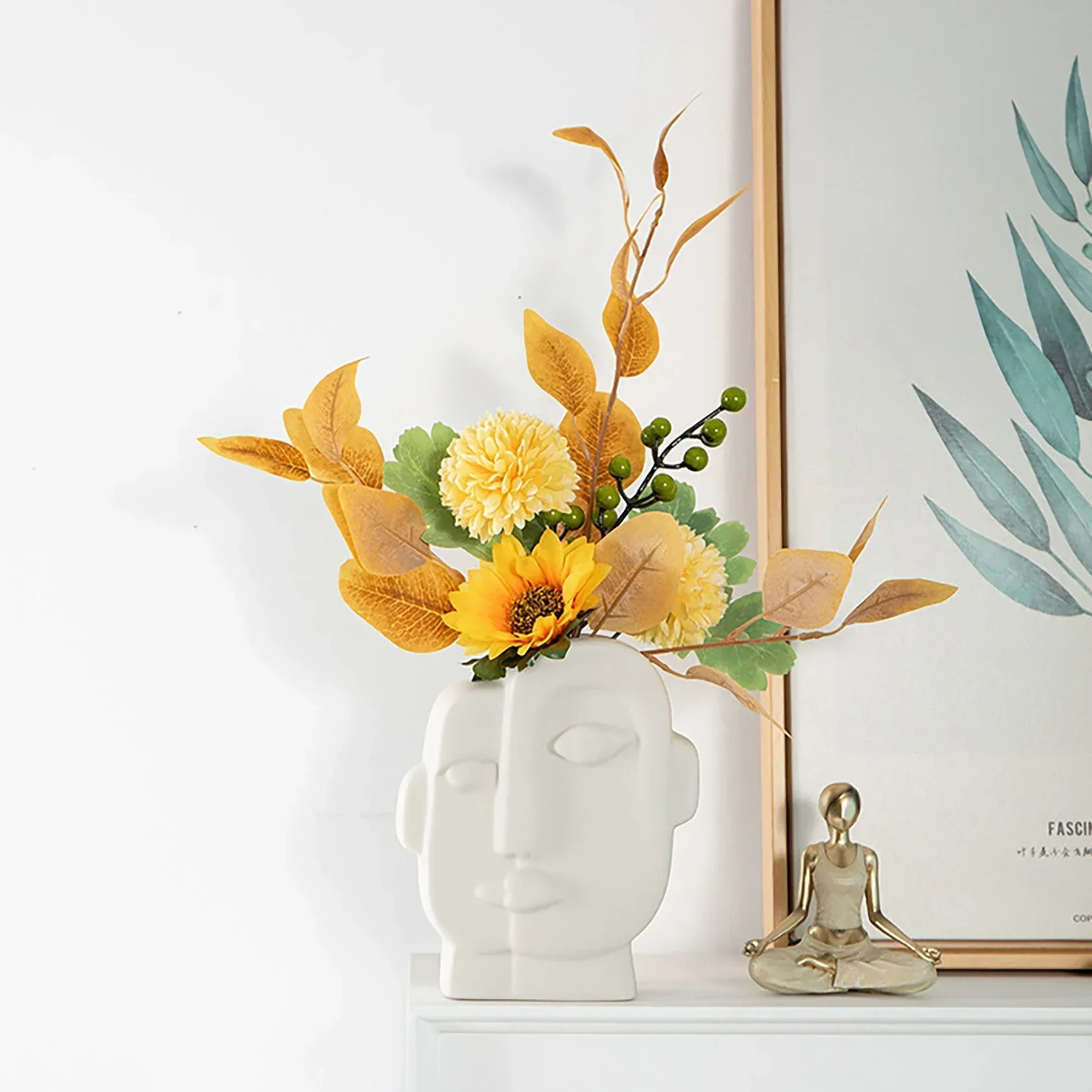 Креативная ваза с человеческим лицом декоративный цветочный горшок сушеные