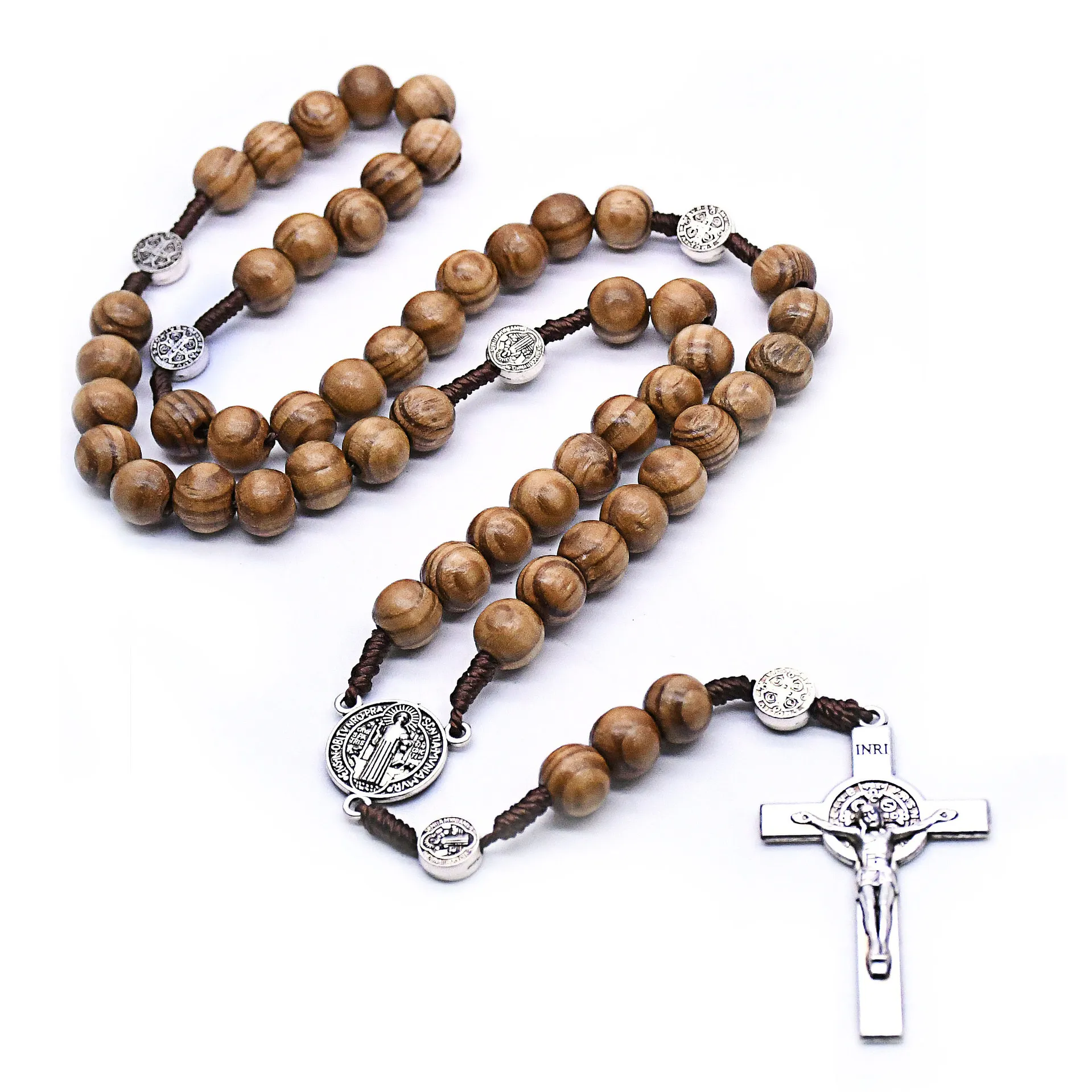 Kreuz Halskette Handgemachte Holz Katholischen Rosenkränze Halsketten Holz Christian Gebetskette Rosenkranz für Männer Frauen Zubehör