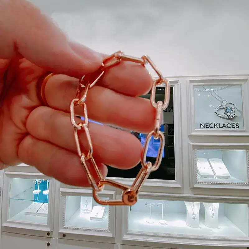 

Женский браслет из серебра 925 пробы, с цепочкой из розового золота