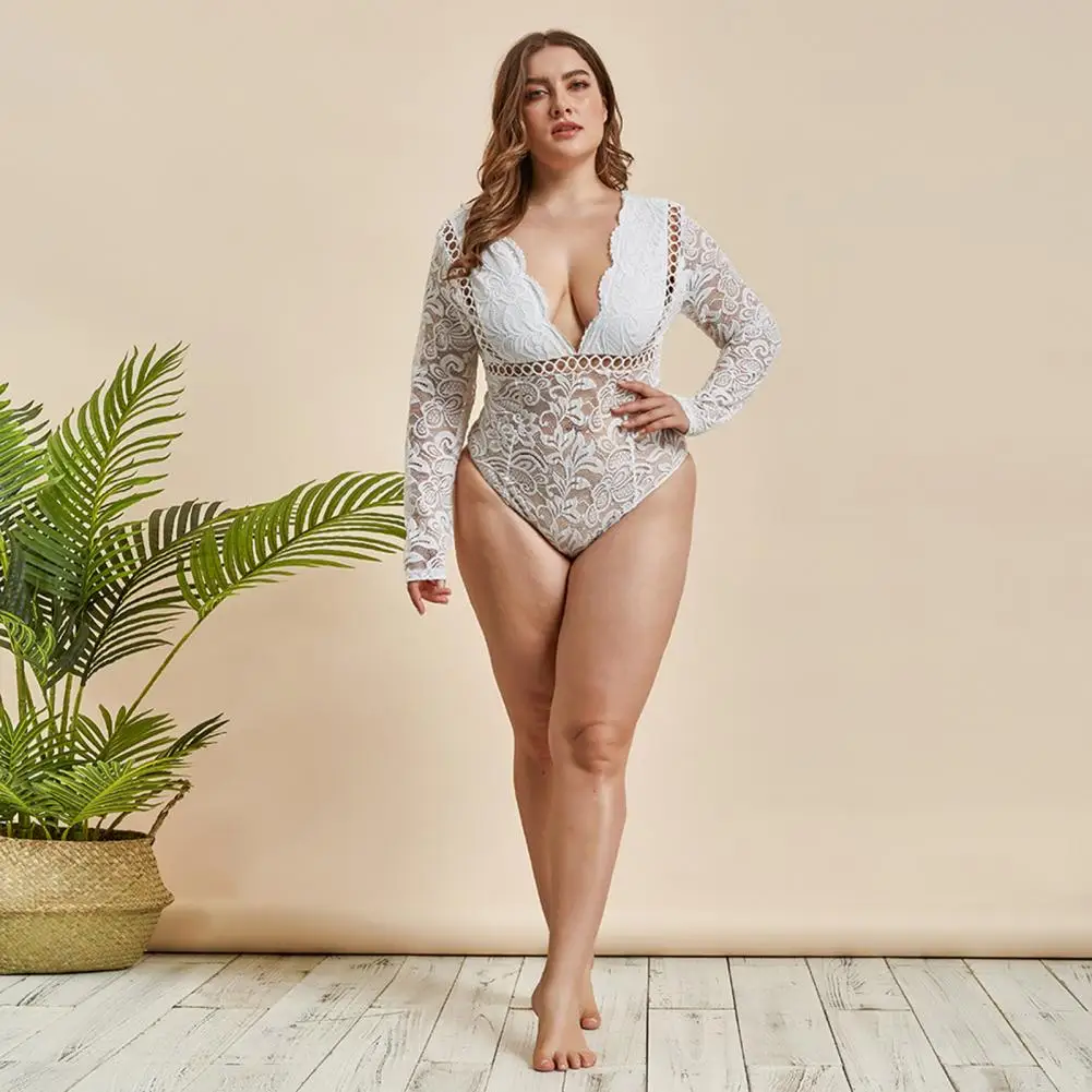 

Sexy Nightie Bodysuit Long Sleeves Thin Bodysuit Plus Size Nightie Bodysuit