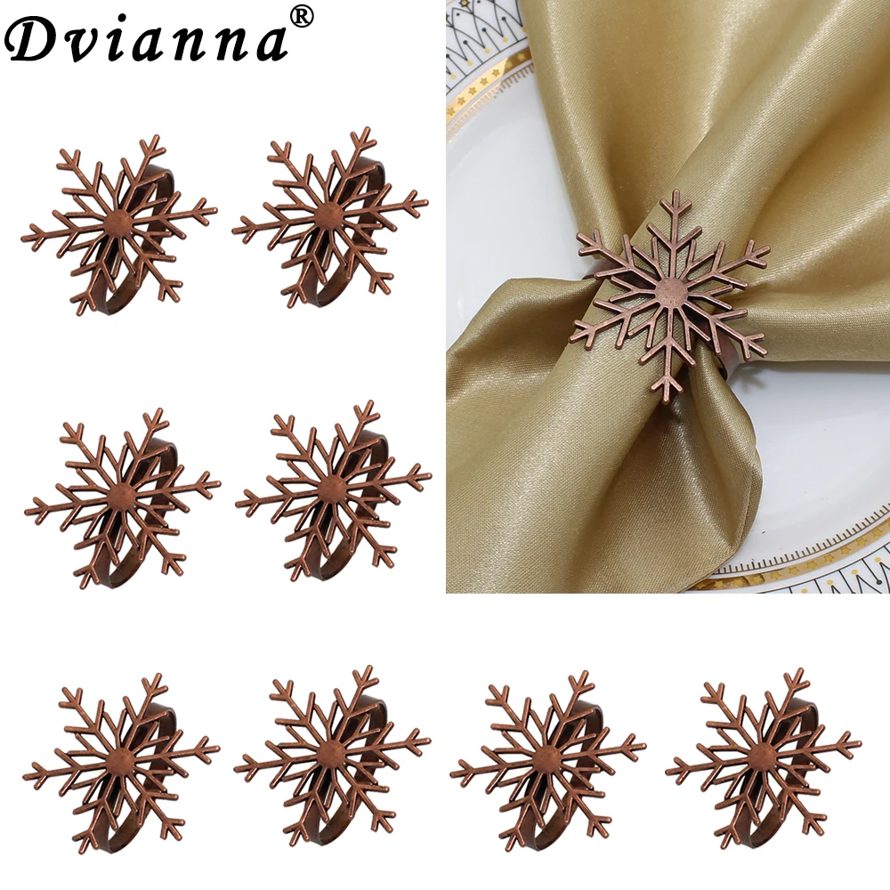 

Dvianna 8Pcs Bronze Napkin Rings Snowflake Napkin Rings for Thanksgiving Christmas Party Decoration Napkin Rings Bulk HWC94