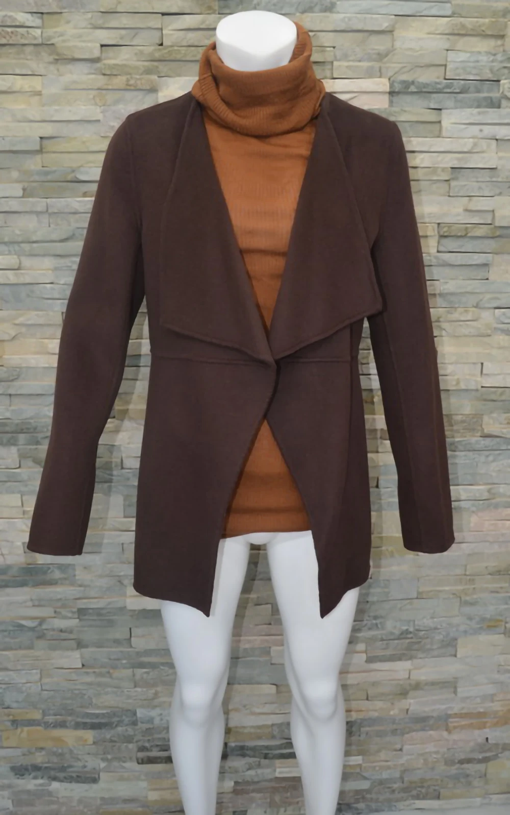 

brown cashmere woll jacket double side wear short jacket coat fall collar