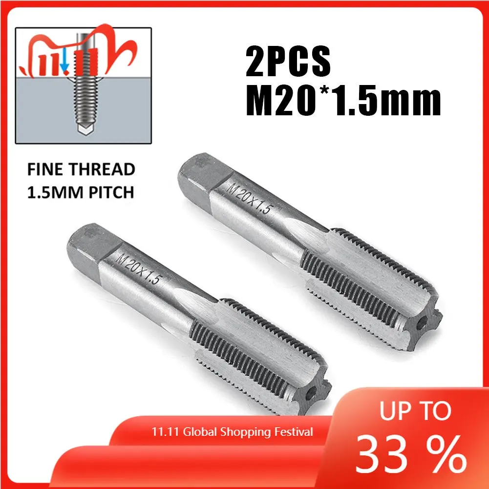 

2 Pcs Tap HSS 20mm X 1.5 Metric Taper & Plug Tap Right Hand Thread M20 X 1.5mm Hand Repair Tools