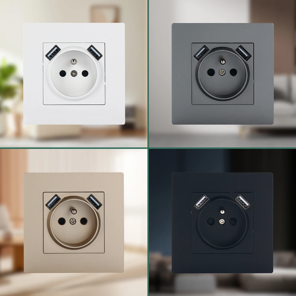 Европейская стандартная розетка 86*86 мм белая черная золотая серая французская