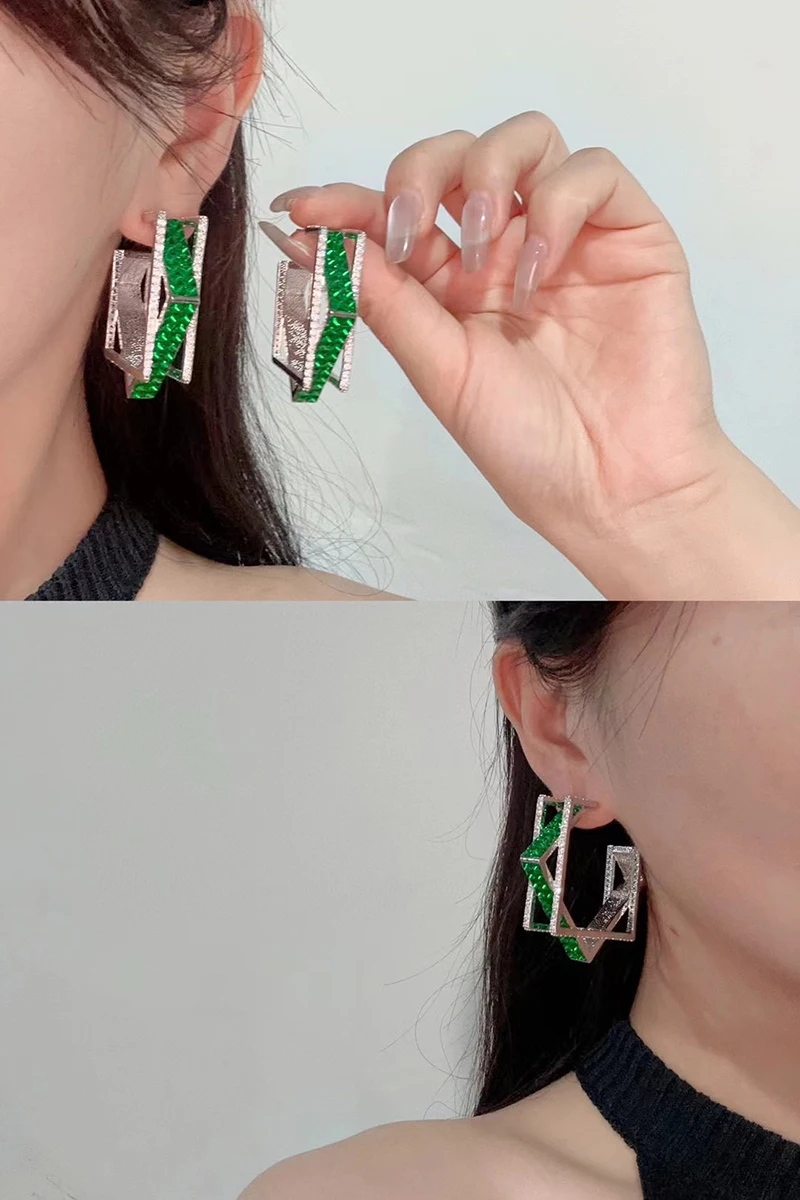 Большие круглые серьги-кольца SENYU с фианитами класса ААА