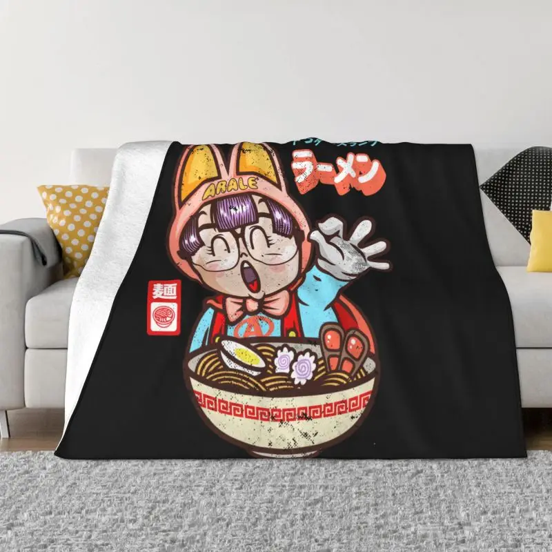 

Arale Noodle Ramen Sofa Fleece Throw Blanket Warm Flannel Dr Slump Japan Manga Blankets for Bedding Office Couch Quilt