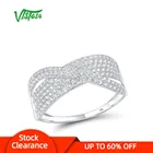 Женское золотое кольцо VISTOSO, кольцо из натурального белого золота 9K 375 с блестящим белым фианитом, ювелирные украшения на годовщину