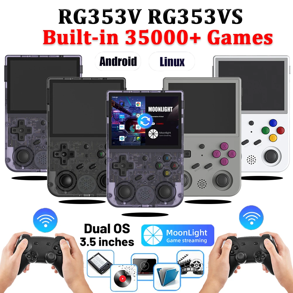 

RG353V RG353VS Handheld Game Console Built-in 35000+ Games 20 Simulator Android Linux Dual OS 5G WiFi BT 4.2 Retro Game Player