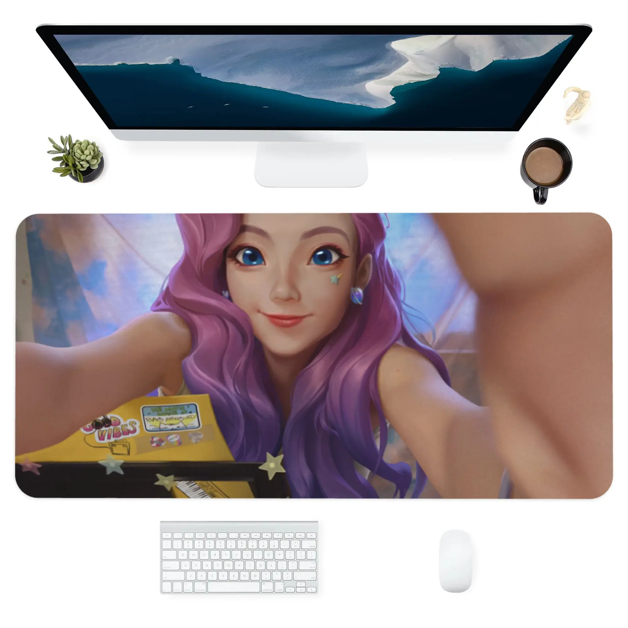 

LOL Ари KDA HD Печать XXL коврик для мыши геймерский аксессуар популярный большой компьютерный коврик для клавиатуры с застежкой края аниме муль...