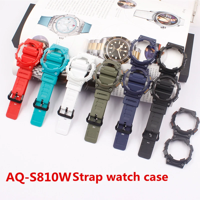 Watch Accessories Applicable  for Casio Watch Case Strap AQ-S810W AQ-S810 Resin Strap Men's Watch Strap