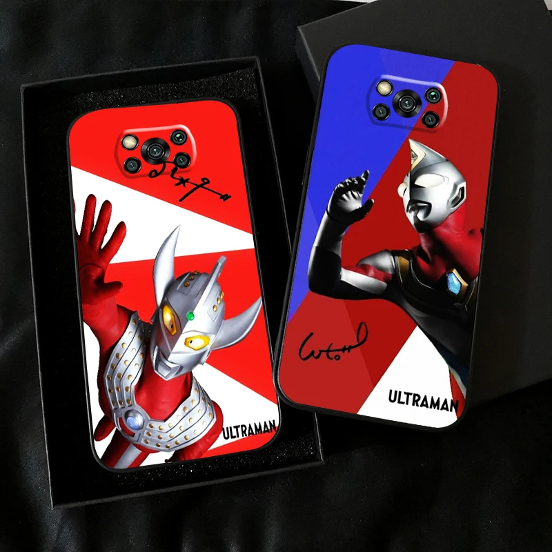 

Ultraman Japan Anime For Xiaomi Poco X3 Pro NFC For POCO X3 GT Phone Case Black Coque Liquid Silicon Carcasa Soft Funda