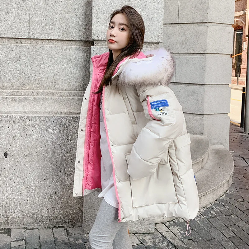 Women's Winter Coat Super Hot Mid Length Hooded Padded Jacket Luxury Parka Korean Fashion Cheap Wholesale Snow Outercoat New