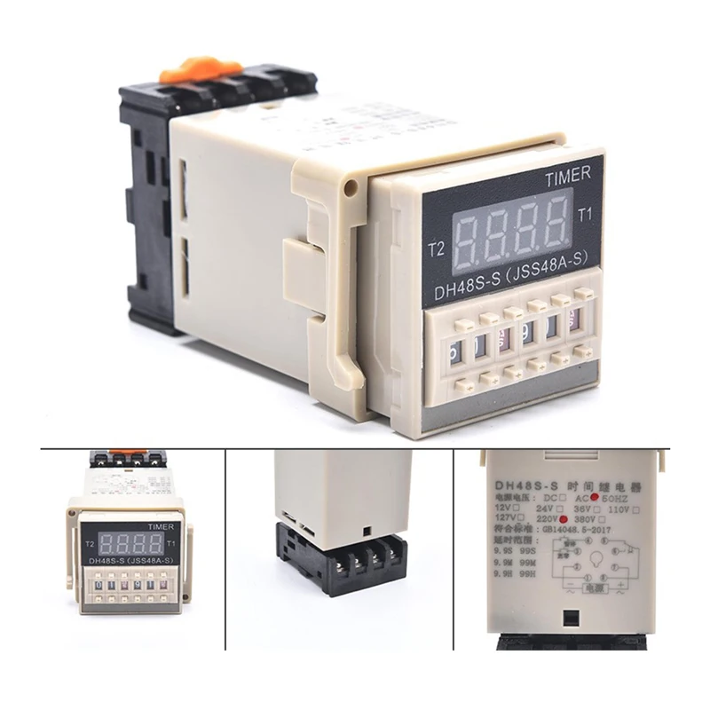1PC AC/DC 24v-240v DH48S-S Programmable Digital display time relay cycle control Time Delay Relay Socket with Base Voltage | Обустройство