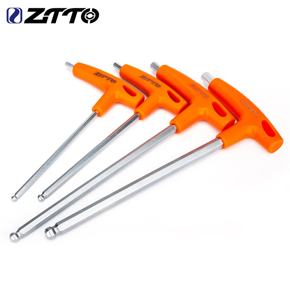ZTTO Bicycle Allen Key 2mm 2.5mm 3mm 4mm 5mm 6mm Screw Wrench Long Arm Hex Hexwrench with Ball End Made of Heat Treated Steel