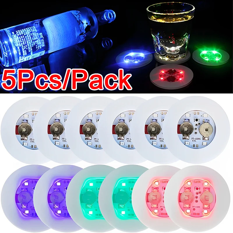 

5/1Pcs Light Up Cup Sticker Luminous Coaster Sticker Drinks Cup Wine Bottle Coaster Atmosphere Light Cup Sticker Kitchen Tools