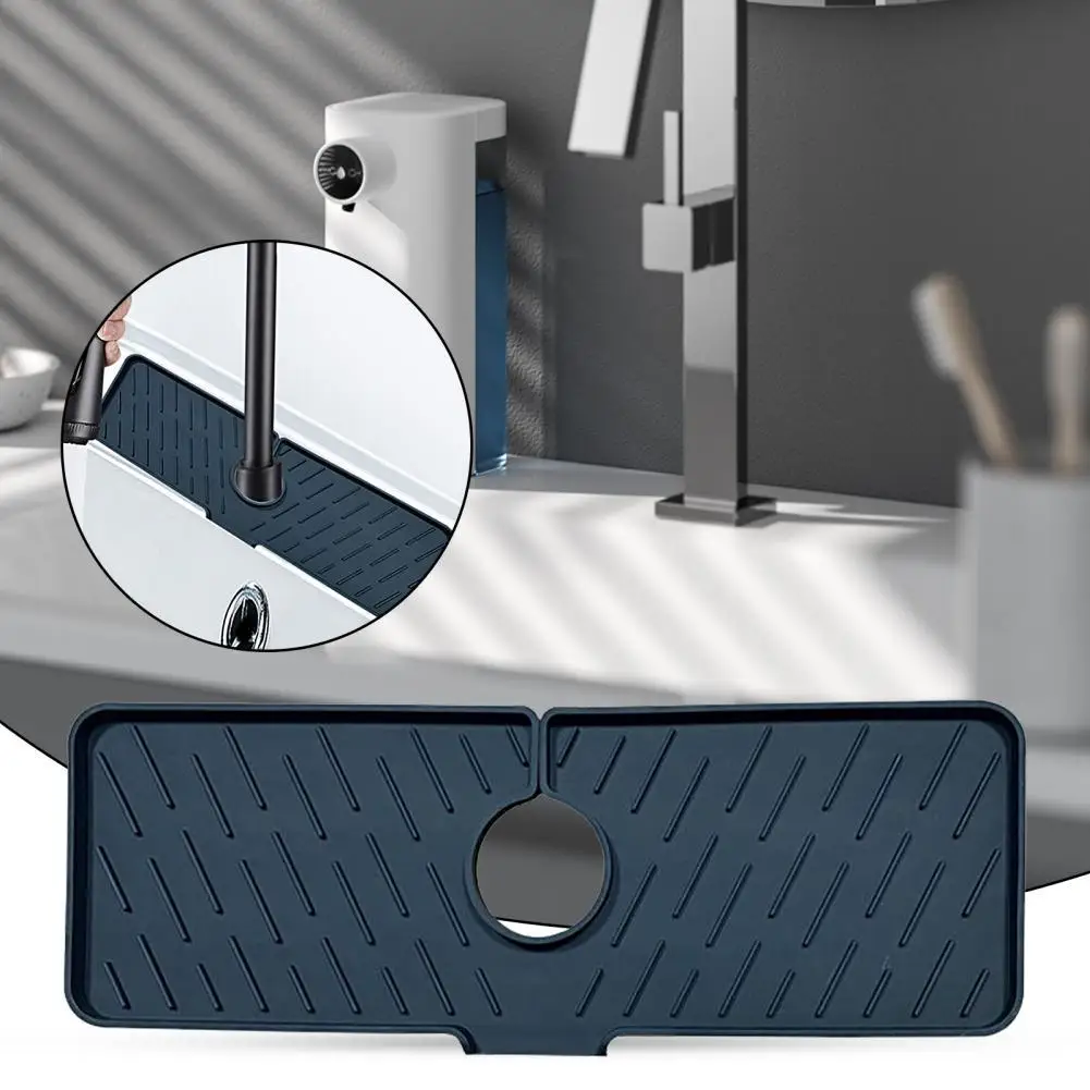 

Faucet Drain Pad High Toughness Waterproof Silicone Faucet Splash-proof Mat Drip Absorbent Pad Kitchen Supplies