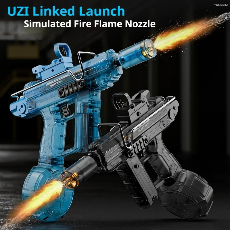 Фото Электрический водяной пистолет UZI/MK3 с подсветкой, крутой, с функцией непрерывной стрельбы и перезарядки, для летних водных игр, игрушка для детей и взрослых. №2