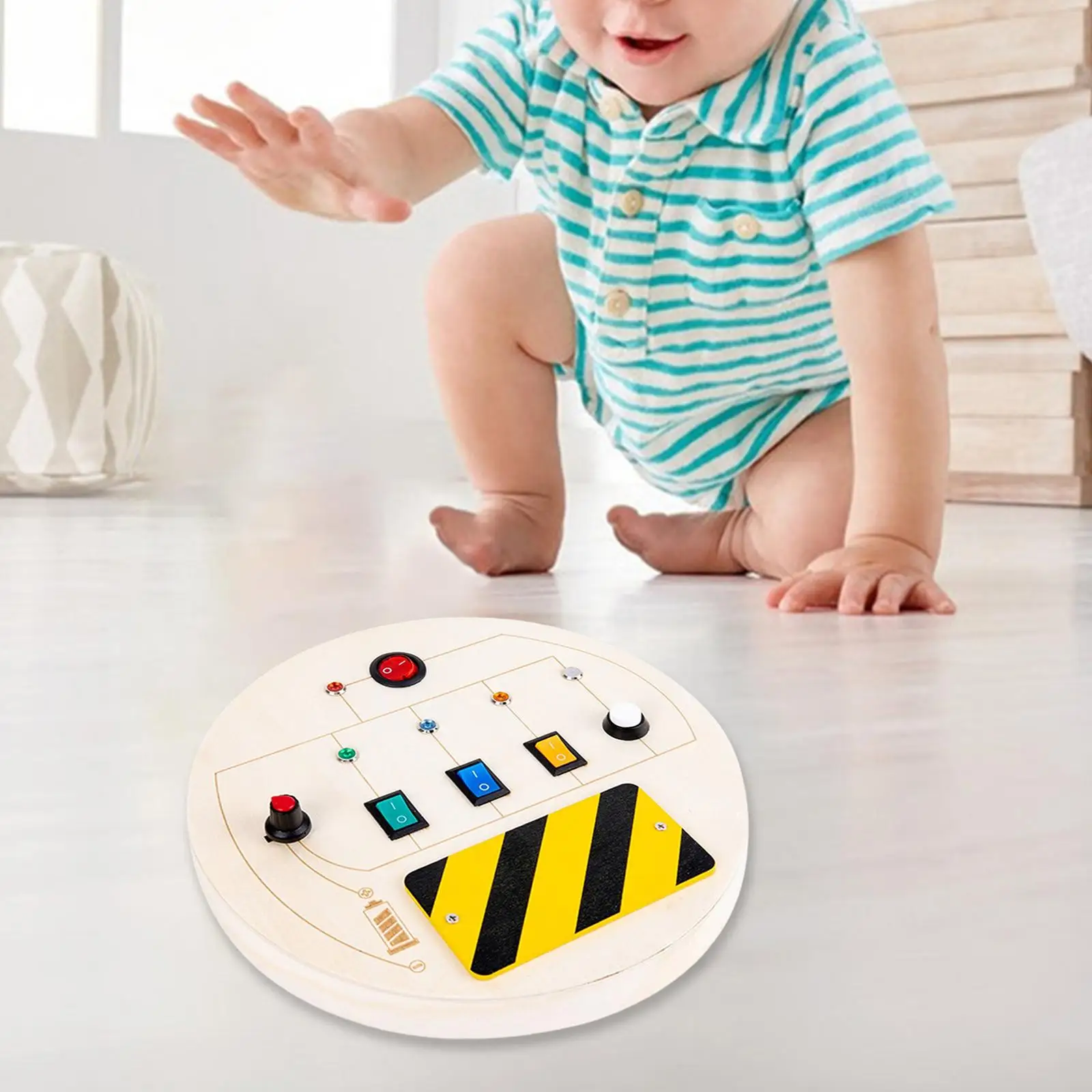 

Montessori Busy Board Sensory Board Toy Teaching Development Toys Wooden LED Switch Busy Board for Gift Toddler, Birthday Kids,