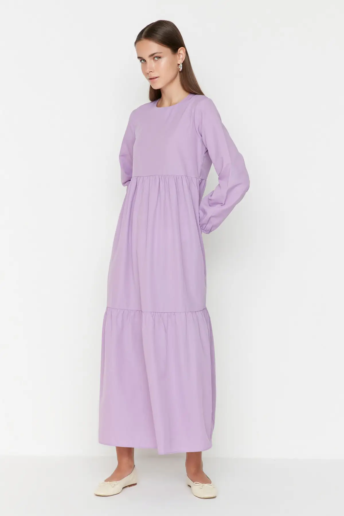 

Morc Ice Detailed Crew Neck Cotton Woven Dress TCTSS21EL3406