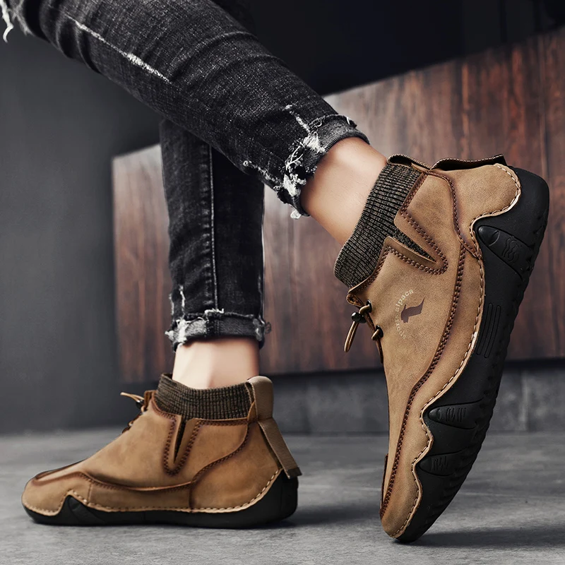 New Men's Outdoor Hiking Casual Shoes Fashion Mountain Hiking Sports Running Ankle Boots Men's Leather Trendy Shoes