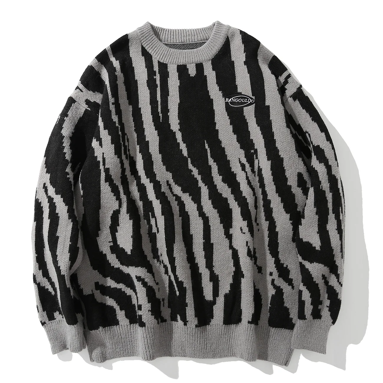 

Гибкий женский пуловер, мужской вязаный свитер с узором зебры, уличная одежда в стиле хип-хоп, осенние свободные пуловеры в стиле ретро
