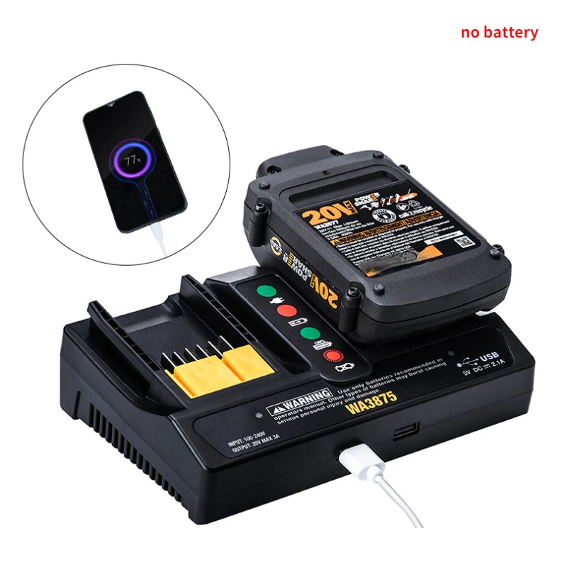 

EU Plug Charger WA3875 20V 18v Li-ion battery 2.0A/3.0A charger For Worx WA3520 WA3525 WA3578 WA3575 WA3742 Fast Charge