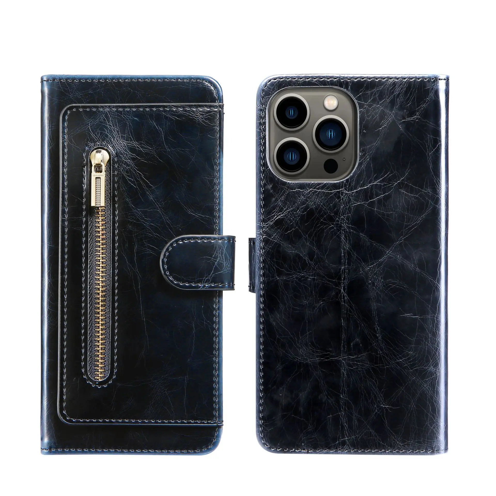 

Insert Card Protection Zipper Money Card Bag Leather Flip Case For iPhone 14 13 12 11 Pro X XS Max XR 14 Plus Wallet Phone Cover