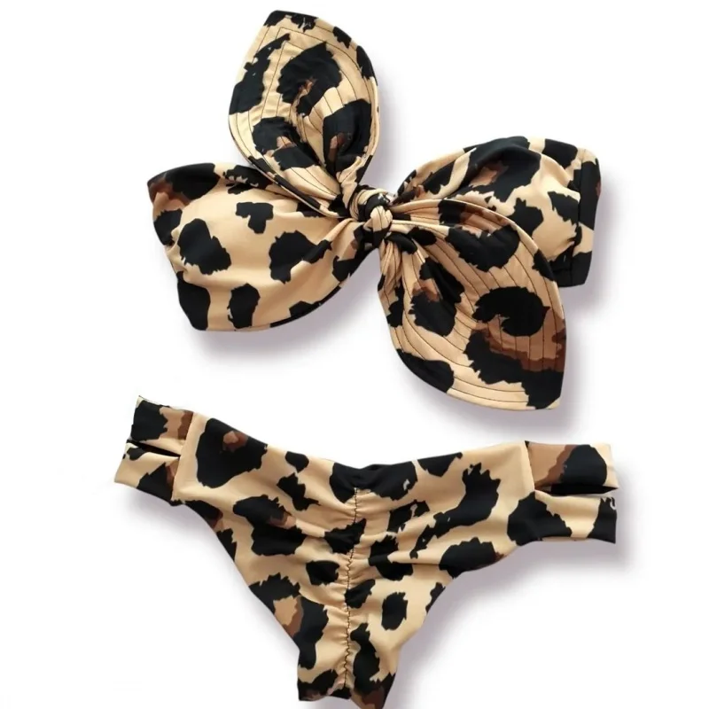 

Sexy Leopard Lace Up Bikinis Women Swimsuit 2022 Bowkont Swimwear Brazilian Bathing Suit Beachwear Biquini female