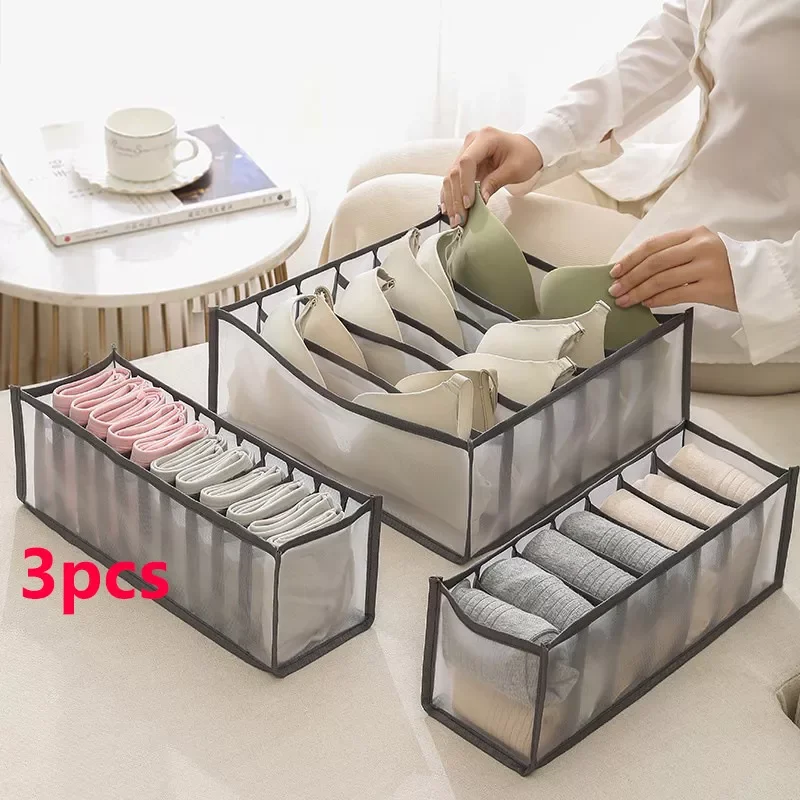 

3Pcs/set Underwear Drawer Organizer Storage Box Foldable Closet Organizers Drawer Divider Storage Boxes for Underpants Socks Bra