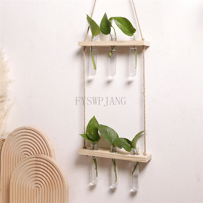 Богемная деревянная ваза для пробирок домашняя настенная подвеска контейнер