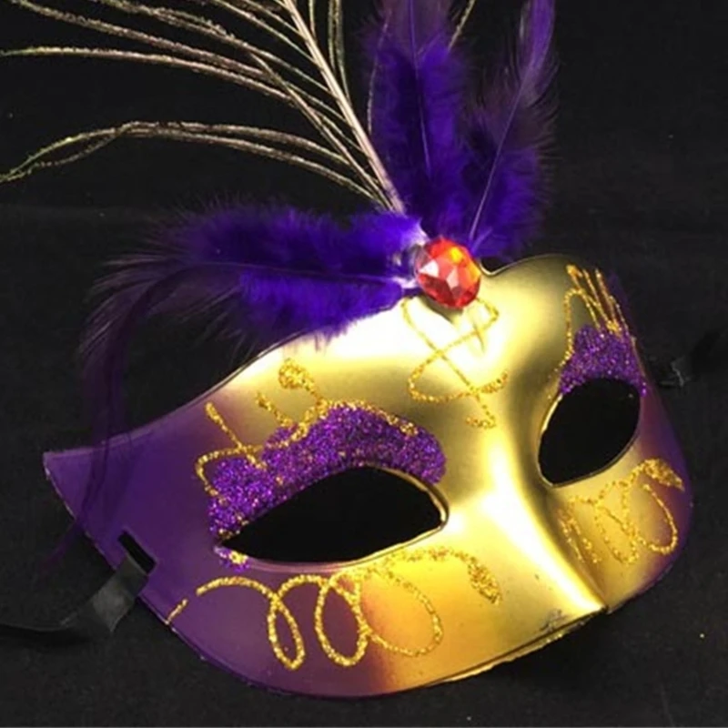 

Halloween Masquerade Mask Peacock-Feather Mask Half Face Mask Cute Animal Mask Drop Shipping