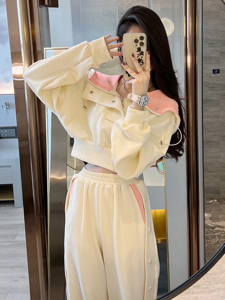 Ozhouzhan 2024 весенне-осенний новый спортивный комплект с капюшоном женские модные