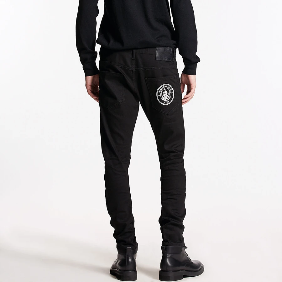 2023 Autumn/Winter New  Men's Jeans Fashion Wash Ink Break Micro Elastic Splice Small Foot  Jeans Men