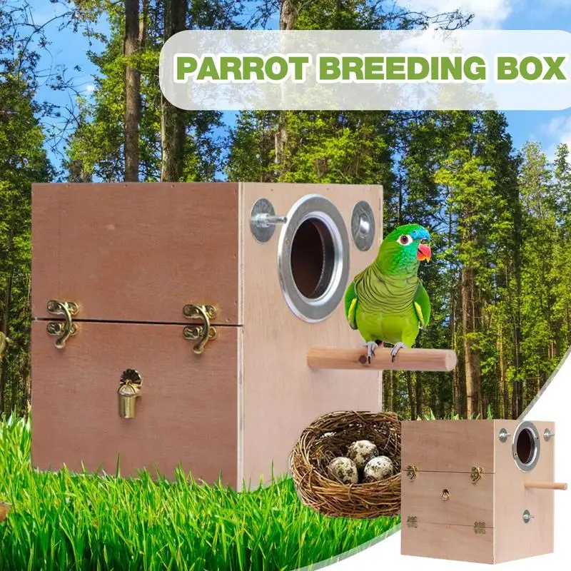

Parakeet Nesting Box Wood Bird Breeding Nest Parrot Mating Box Cage Wood Breeding Box For Lovebirds Cockatiel Pigeons Budgie