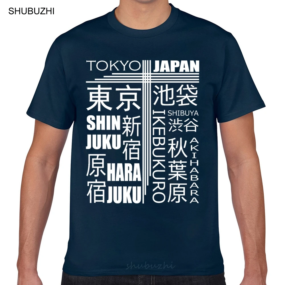 

Tops T Shirt Men tokyo shibuya akihabara harajuku japanese cities Comic Inscriptions Geek Print Male Tshirt