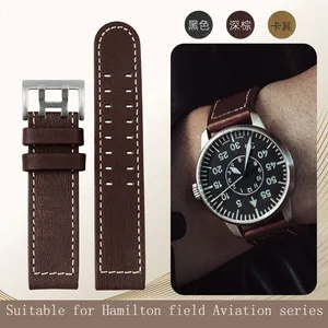 For Hamilton Genuine Leather Watch Strap khaki Airlines H77616533 And H70615733 Jazz Field Men Watch