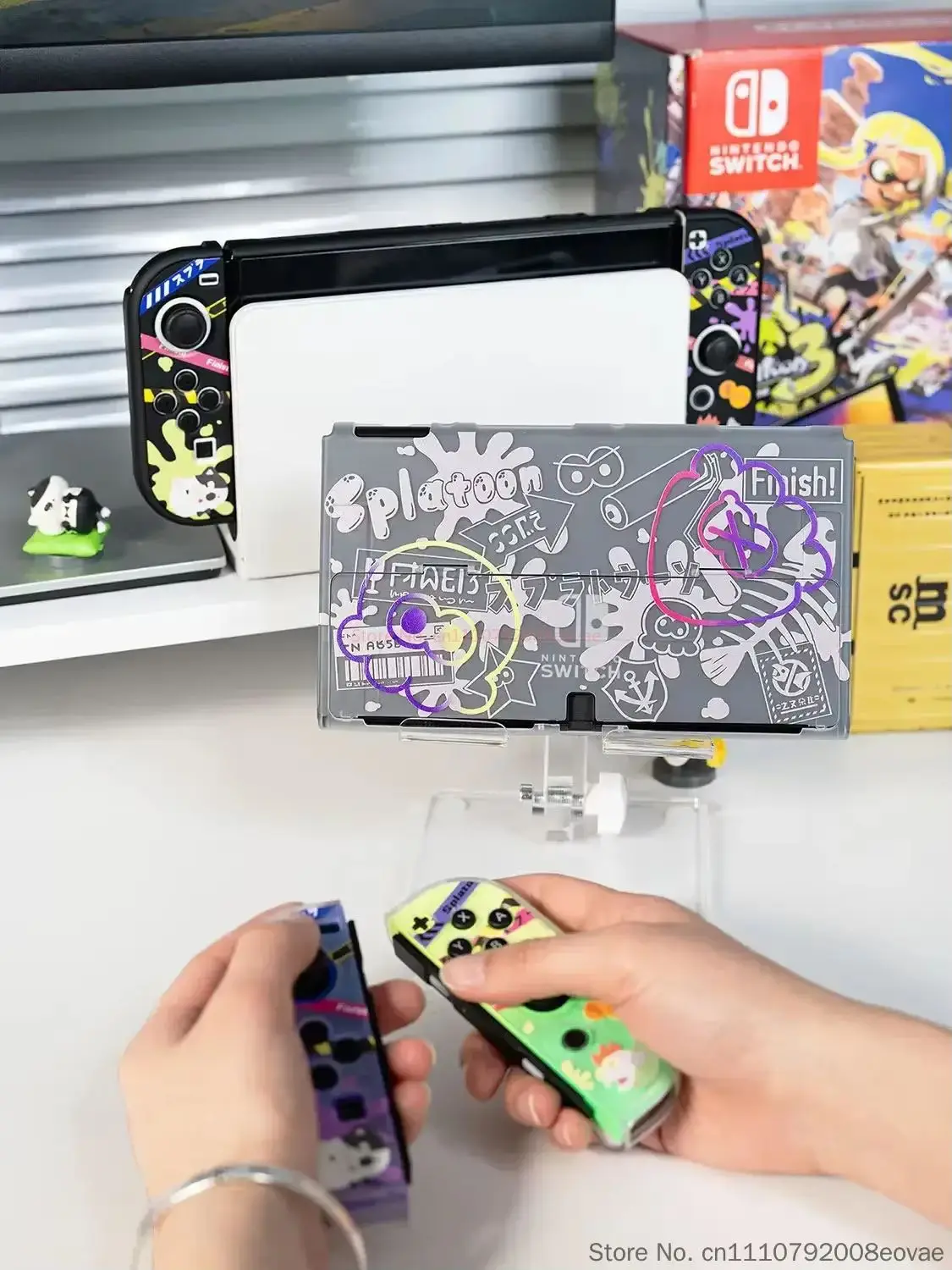 Защитный чехол для Switch 2 Oled, жесткий чехол, совместимый с док-станцией Splatoon 3, противоударный защитный чехол с защитой от царапин для взрослых геймеров (art.: 3920db314674e) - 3920db314674e