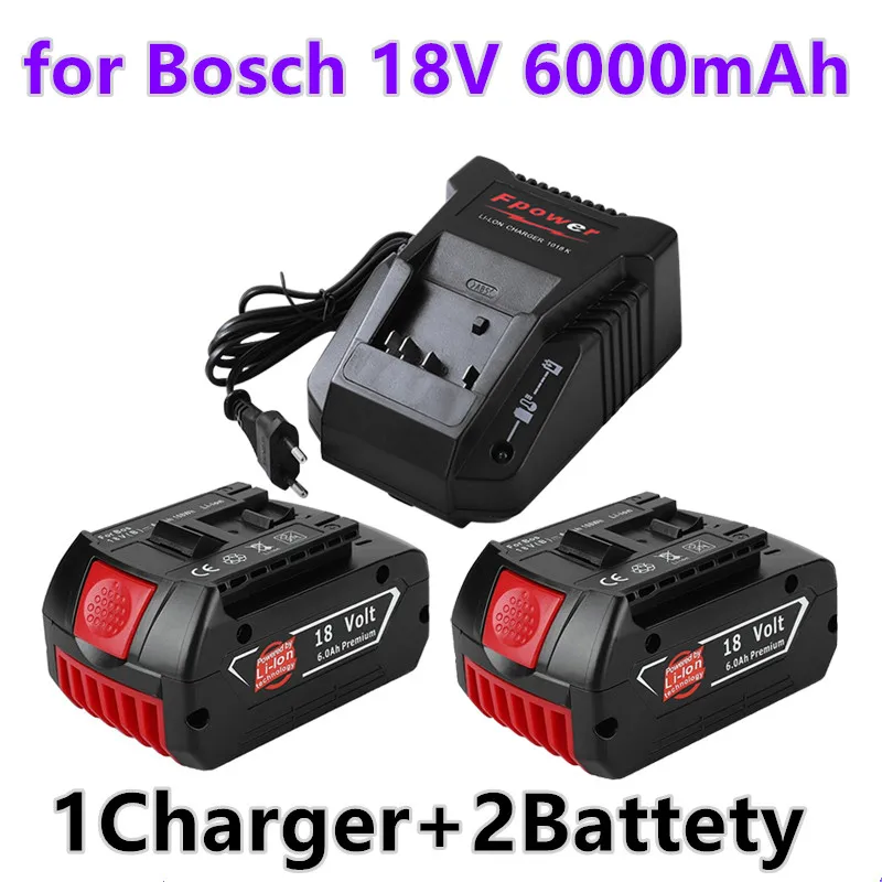 

18V Battery 6,0 Ah for Bosch drilling machine 18V lithium ion battery BAT609, BAT609G, BAT618, BAT618G, BAT614 + 1 charger