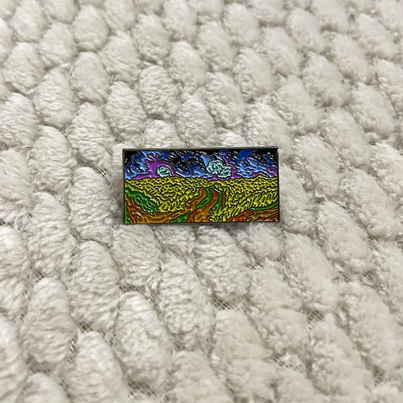 Брошь &quotWheatfield with Crows&quot из меди