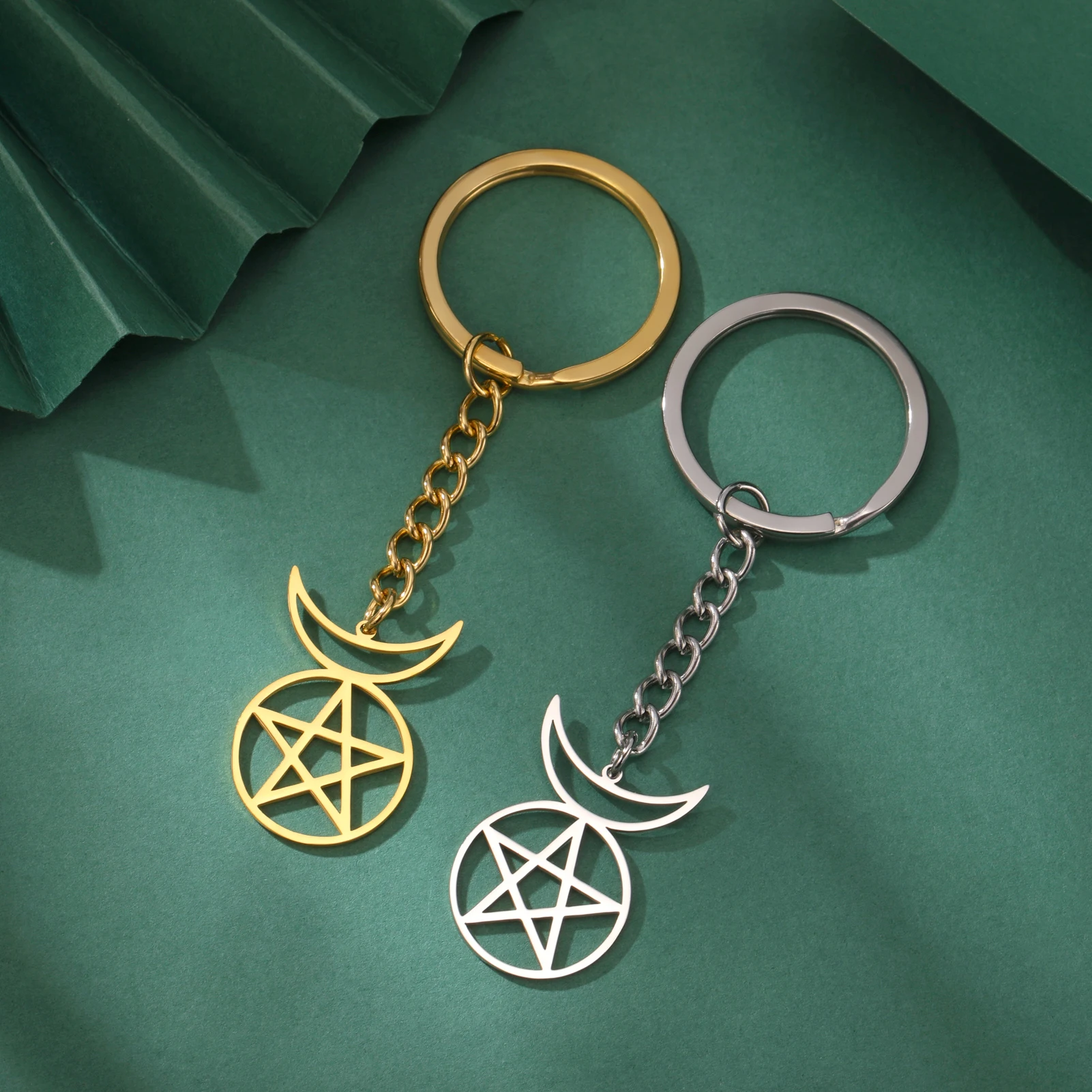 Брелок для ключей Звезда и Луна нержавеющая сталь