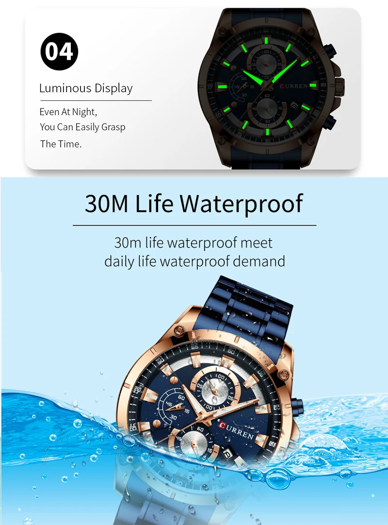 Часы наручные CURREN Мужские с хронографом спортивные армейские брендовые