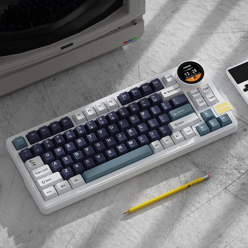 

MiFuny K75 83key пользовательская механическая клавиатура, беспроводная трехмодельная RGB Hotswap многофункциональная клавиатура с ручкой дисплея, Офисная игровая клавиатура