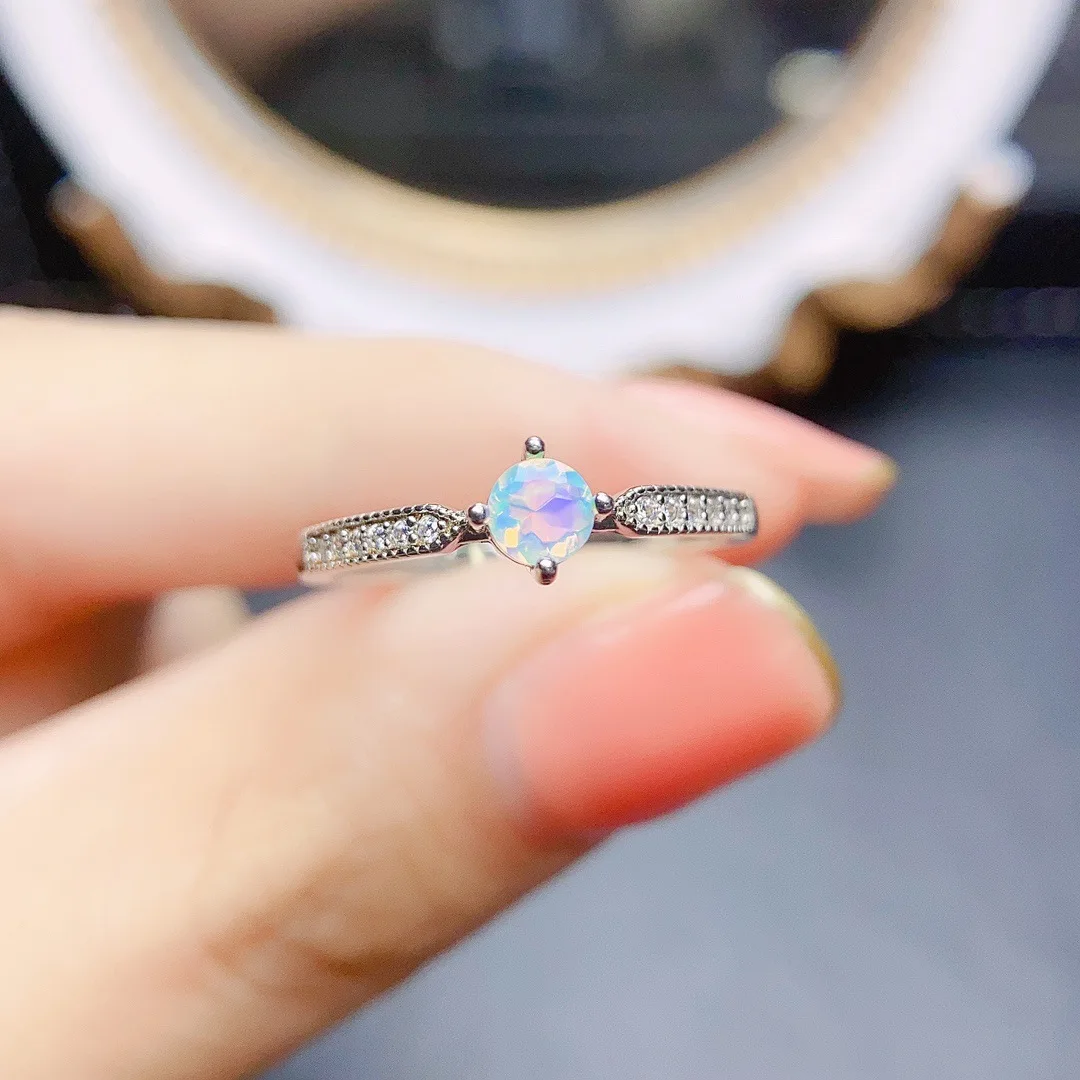 

Jewelry Fashion Opal Ring for Daily Wear 6mm*8mm Natural Opal Silver Ring 925 Silver 4*4mm Opal Jewelry Gift for Woman