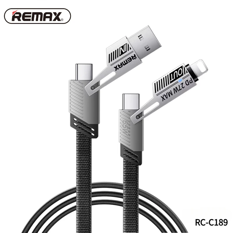 Фото Зарядный кабель Remax RC-C189 65 Вт 4 в 1 USB A C T to Type C Кабели Fast Lightning для HUAWEI Xiaomi Телефон iPhone 15 Pro Max №1